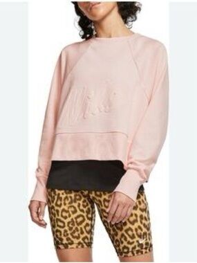 Women's Light Pink Embossed Crewneck Sweater - Unbranded